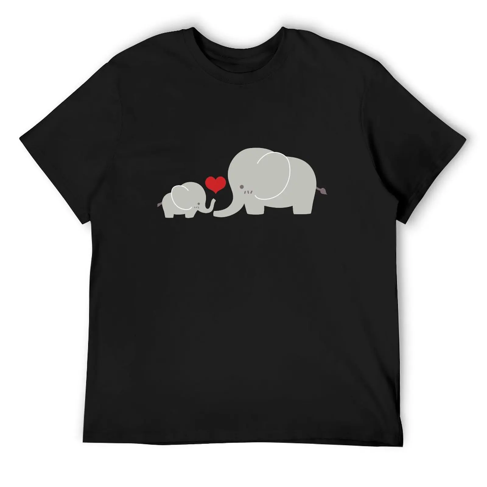 Baby and parent elephant with heart T-Shirt vintage graphic tee man t shirt plus size men clothing