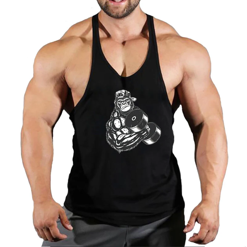 Cotton Workout Gym Tank Top Mens Beast Sleeveless Sportswear Shirt Stringer Running Clothing Bodybuilding Singlets Fitness Vest