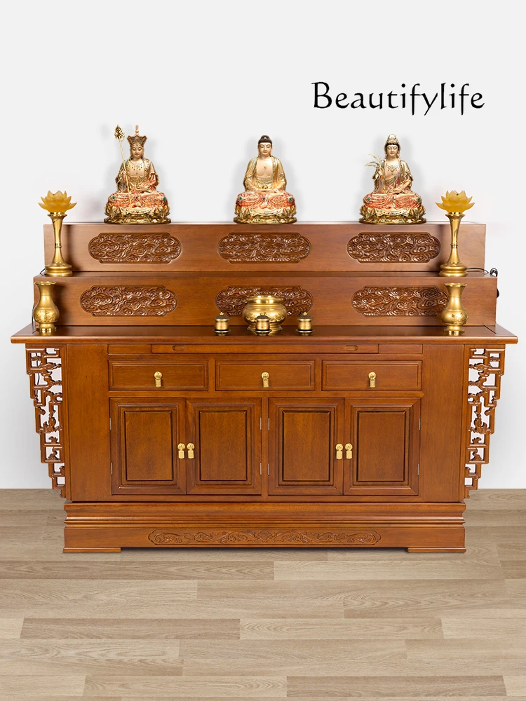 

Buddha Niche Altar Incense Burner Table Altar Household Economical Solid Wood Buddha Shrine God of Wealth Worship Table