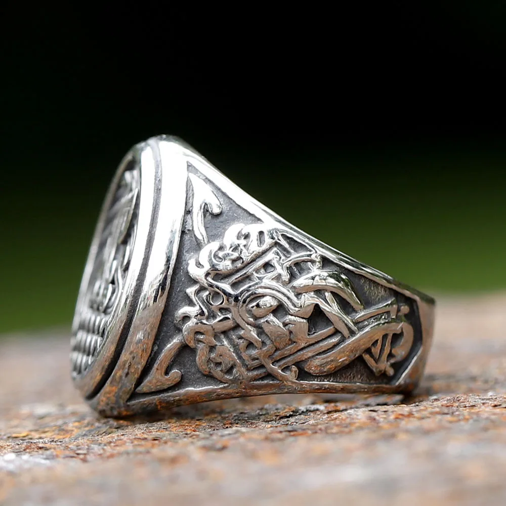 2023 New Design Stainless Steel  Warrior Odin ship ringAmulet Jewelry Fashion Punk High Quality Jewelry for gift free shipping