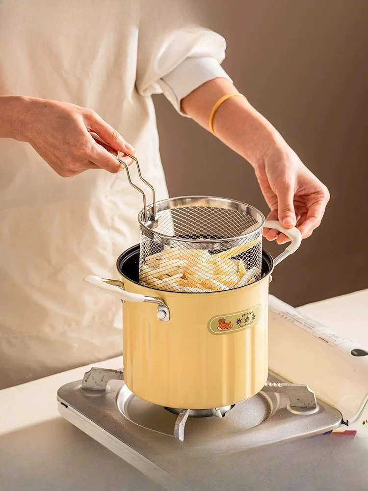 deep-fryer-pot-with-strainer-basket-multi‑functional-mini-frying-pan-oil‑saving-tempura-fry-pot-for-chips-skewers-home-cooking