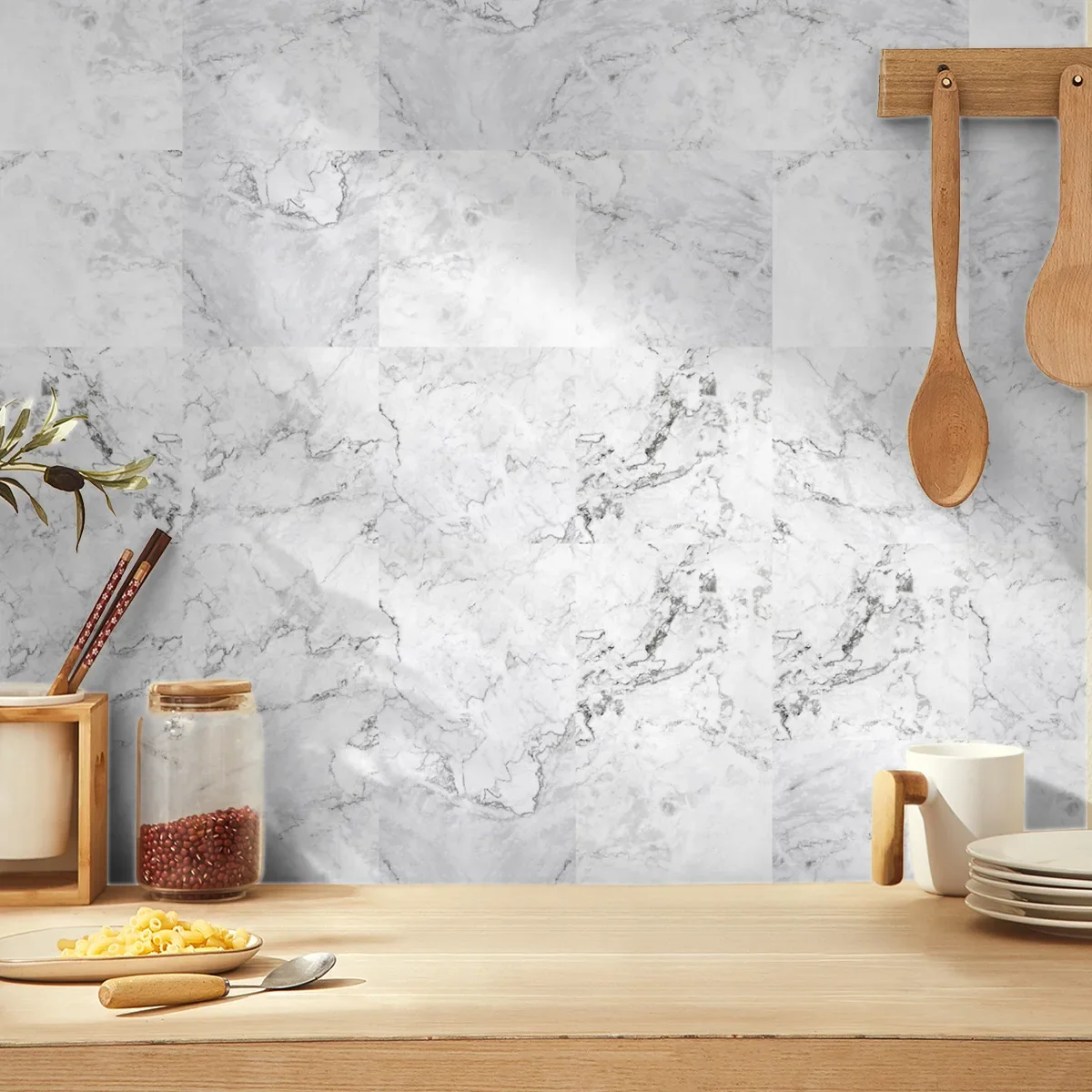 

Removable Marble Wall Panels, Self-Adhesive Floral Tiles for Outdoor Patio/Kitchen Decor & Easy Renovation