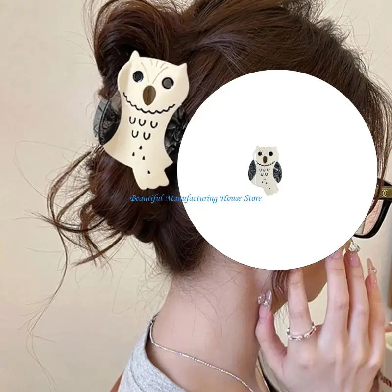 

E56A Fashion Hair Accessory Claw Clip With Owl Texture Acetate Construction Daily Wear