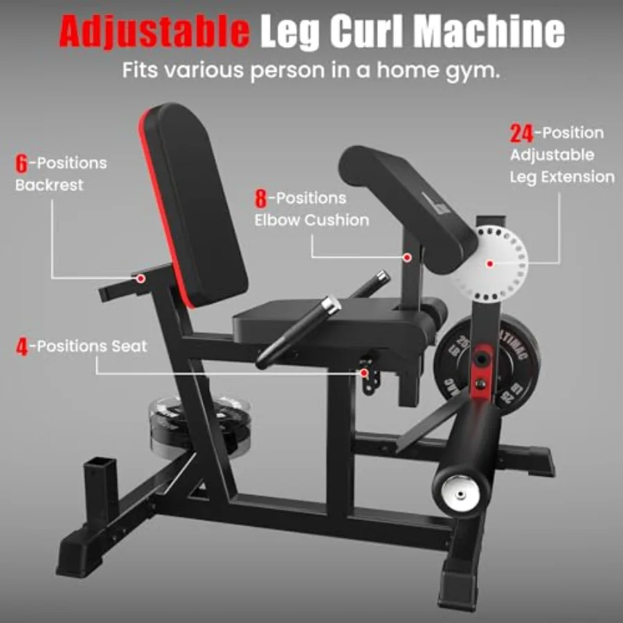 آلة تمديد وتجعيد الساق لتمديد الساق في صالة الألعاب الرياضية المنزلية وآلة تجعيد العضلة ذات الرأسين مع مقعد قابل للتعديل ومسند الظهر