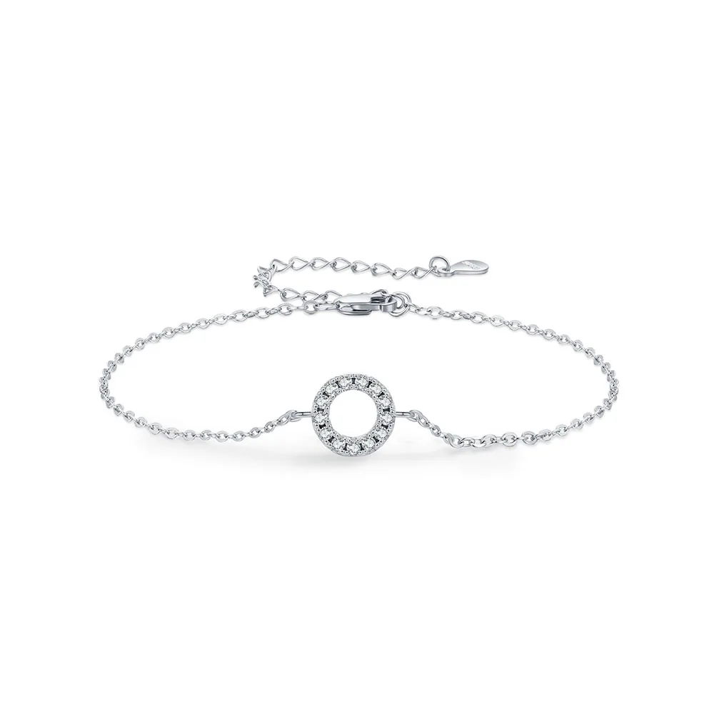 

Apexelle Fashion Jewelry 925 Sterling Silver Bracelet With Moissanite Hallow Out Round Chain Bracelet Fine Jewelry