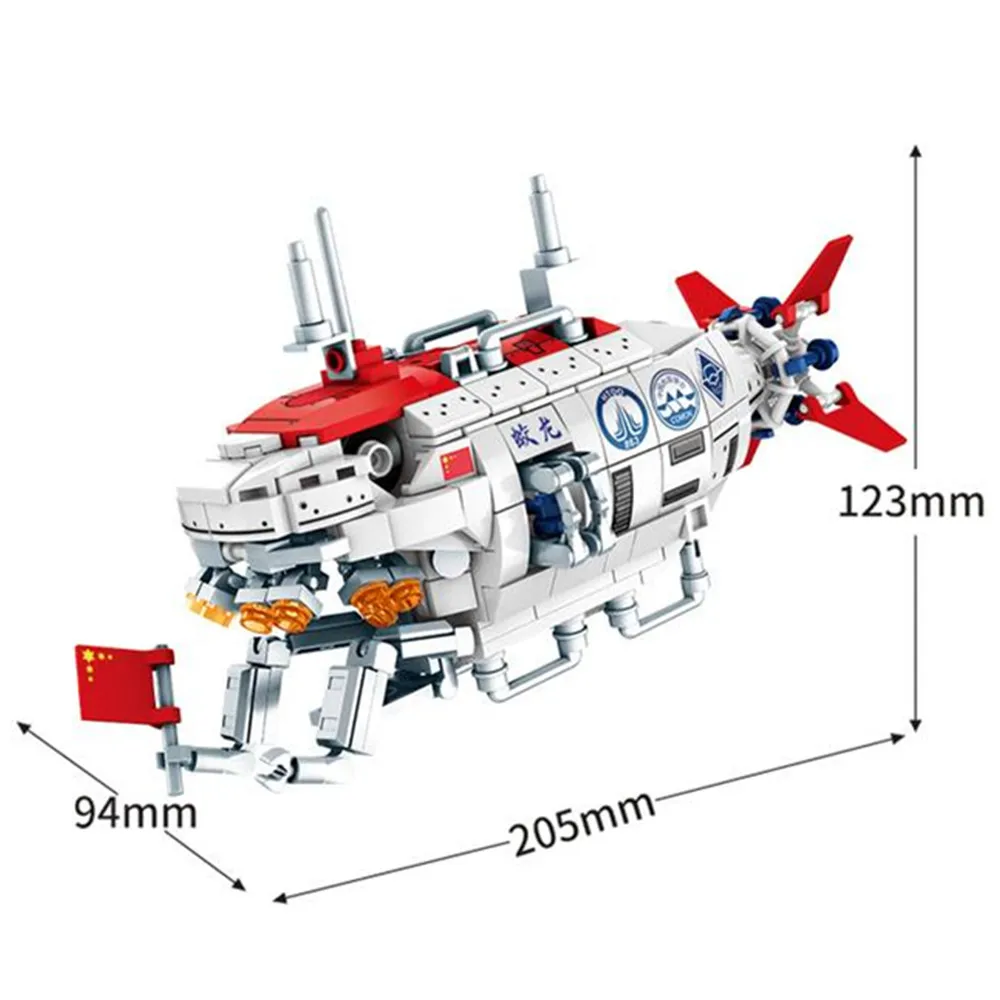 China Tiefsee Exploration Bemannte Tauch Jiaolong Modell Bausteine Unterwasser Detektor Ziegel Kreative Kinder Spielzeug Geschenk