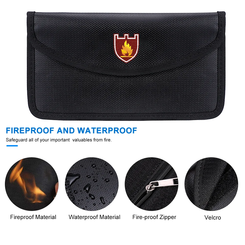 Portable Double Pockets Envelope Organizer Fiberglass Material Fireproof Cash Pouch For Office School Travel