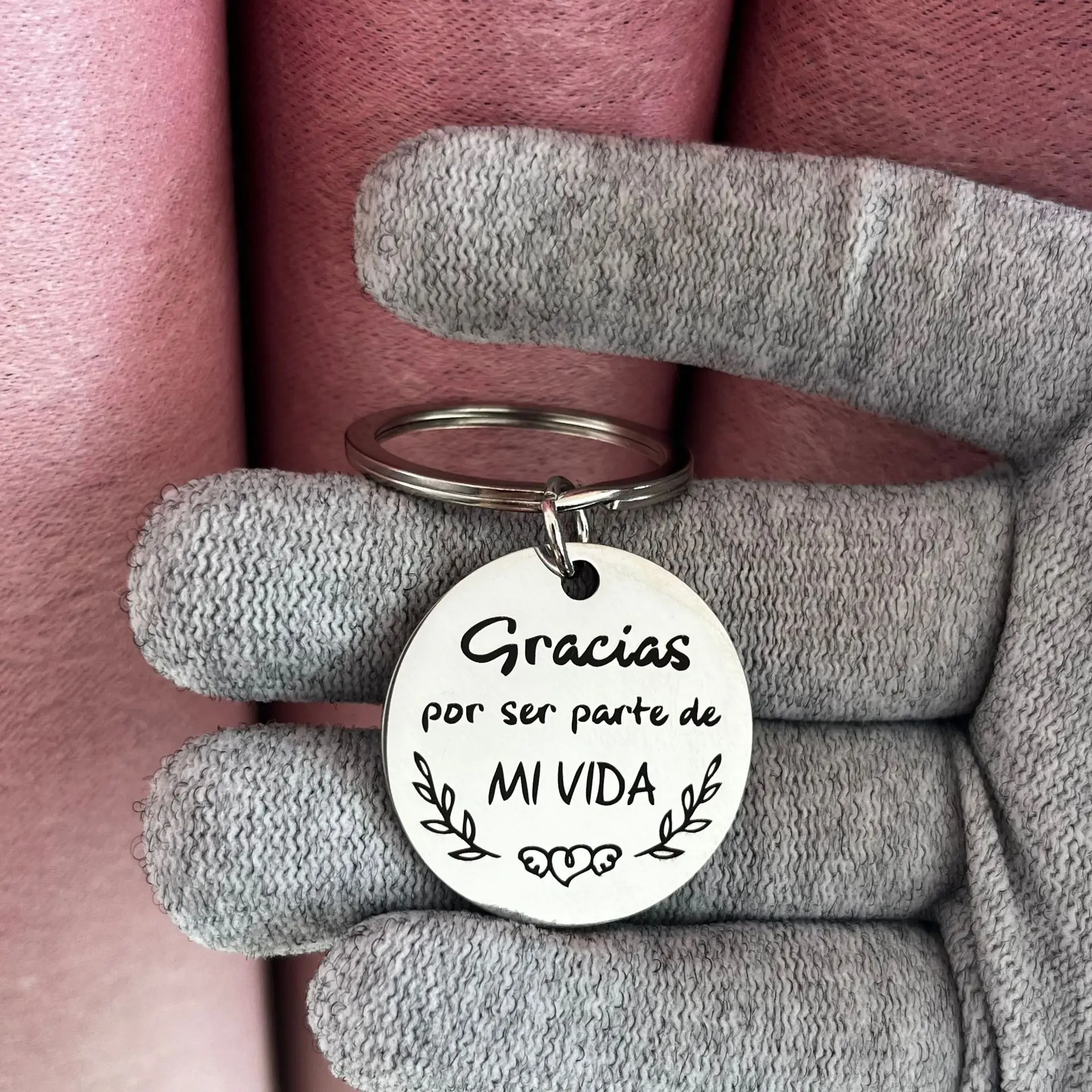 Thank You Keychain KeyRing To My Teacher My Parent =Gofather Mom Friend