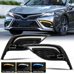 LED Daytime Running Light Assembly For Toyota Camry 2021 2022 2023 2024 Turn Signal Fog Lamp Headlight 3 Colors Car Accessories
