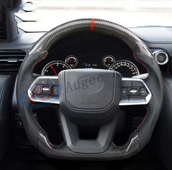 عجلة قيادة مخصصة مع شاشة عرض من ألياف الكربون لتويوتا لاند كروزر LC300 2020 2021 2022 2023 2024 #4