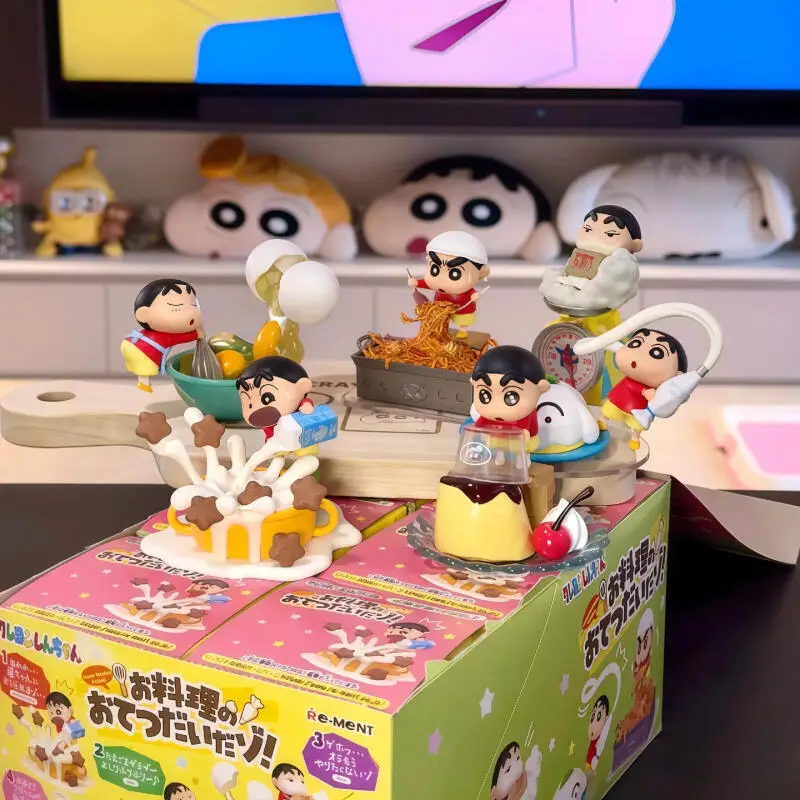 Crayon Shin Chan Cooking Time Blind Box Mystery Box Anime Figure Ornament Cute Doll Desktop Decoration Birthday Gift