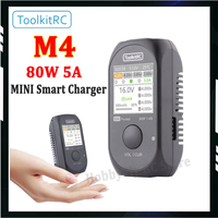 ToolkitRC M4 Pocket 80W 5A MINI Smart Charger XT30 XT60 Input USB-C Input/Output Charger W/ IPS Bright Clear Wide Angle Display