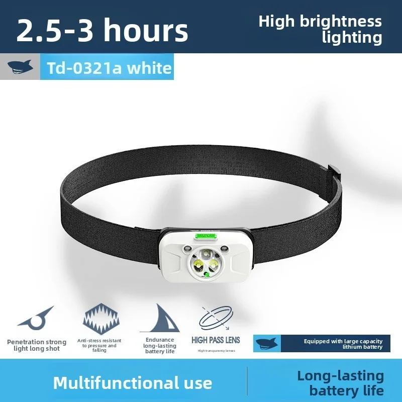 New Mini Highlight Lighting Headlamp USB Rechargeable Night Fishing Headlight Small Lightweight Multi Gear Adjustment Bright Bea
