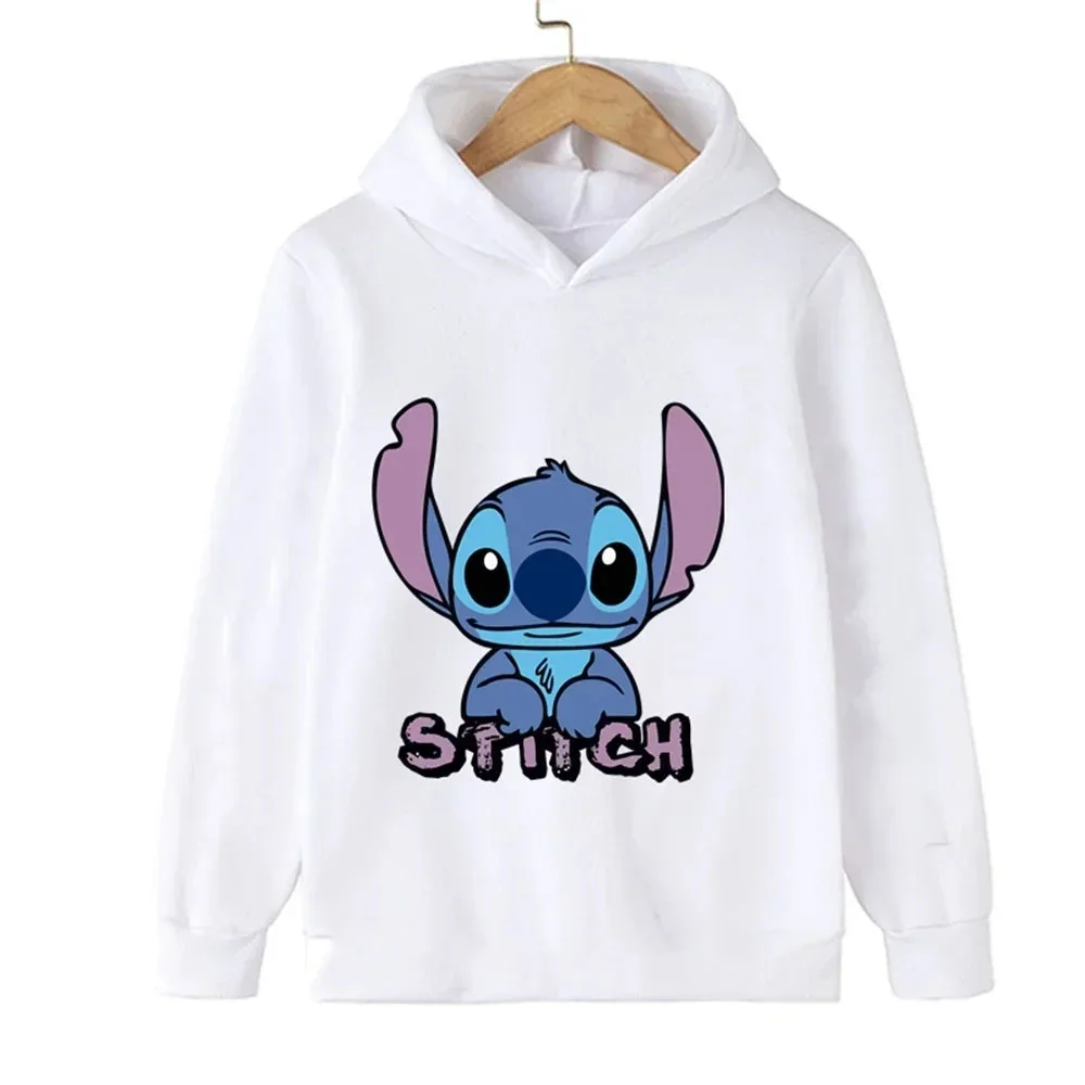 Children's kawaii Disney Stitch children's clothing 3-14 years old boys and girls clothing street casual sports warm sweatshirt