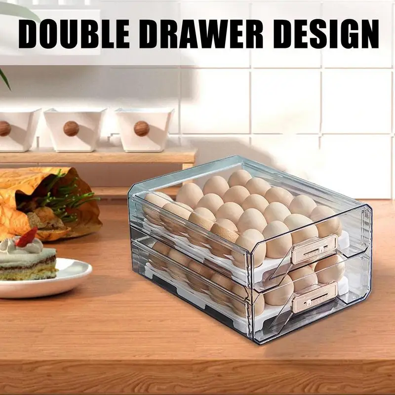 

Egg Container For Refrigerator 2 Layer Clear Egg Storage Bins Food Container For Refrigerator Kitchen Cabinet Egg Storage