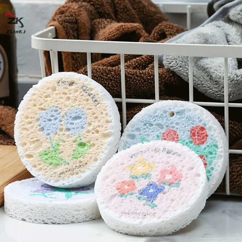 5pcs/set Kitchen Cleaning Cloth Sponge Melamine Dishwashing Sponge Wood Pulp Cotton Washing Tool Wipe Cloth Scouring Pad