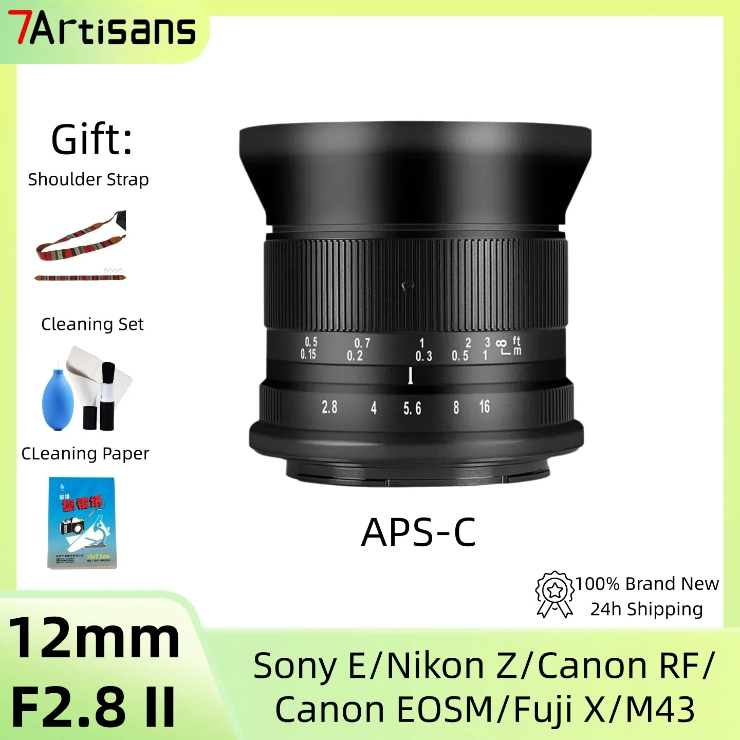 7artisans Lente Prime Manual Ultra Gran Angular de 12 mm F2.8 Mark II APS-C para Cámaras Sony E/Fuji X/Canon RF/EOS M/Nikon Z/M43/L