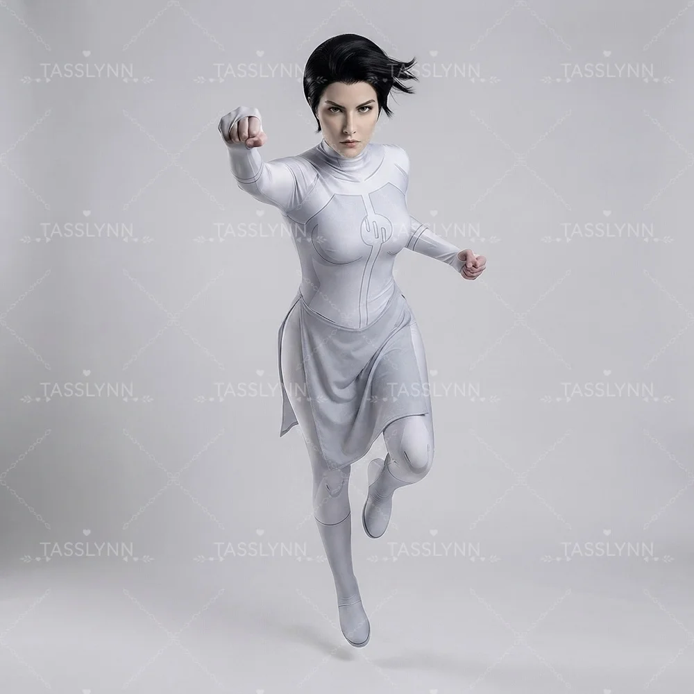 Eve Invincible Cos Costume, Full‑Coverage Zentai with Integrated Gloves Foot Covers & Skirt for Comic‑Con view 3