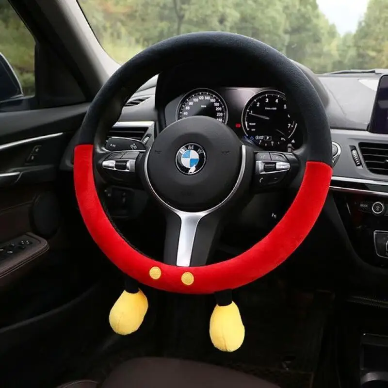 Cute Disney Plush Steering Wheel Cover Mickey and Minnie Style Winter Warmth Cute Car Creative Decoration Accessories Gift
