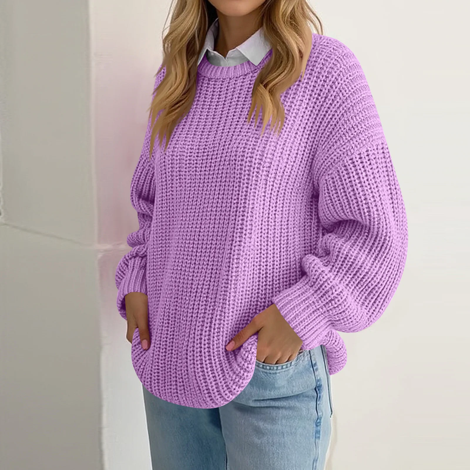 

Women'S Casual Long Sleeve Wool Hollow Out Sweaters For Women 2025 Trendy Lightweight Crochet Pullover Tops Ropa De Mujer Winter