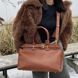 Motingsome Retro Fashion Genuine Leather Bag for Women Shoulder Satchel Luxury Designer Handbag Crossbody Large Capacity Tote
