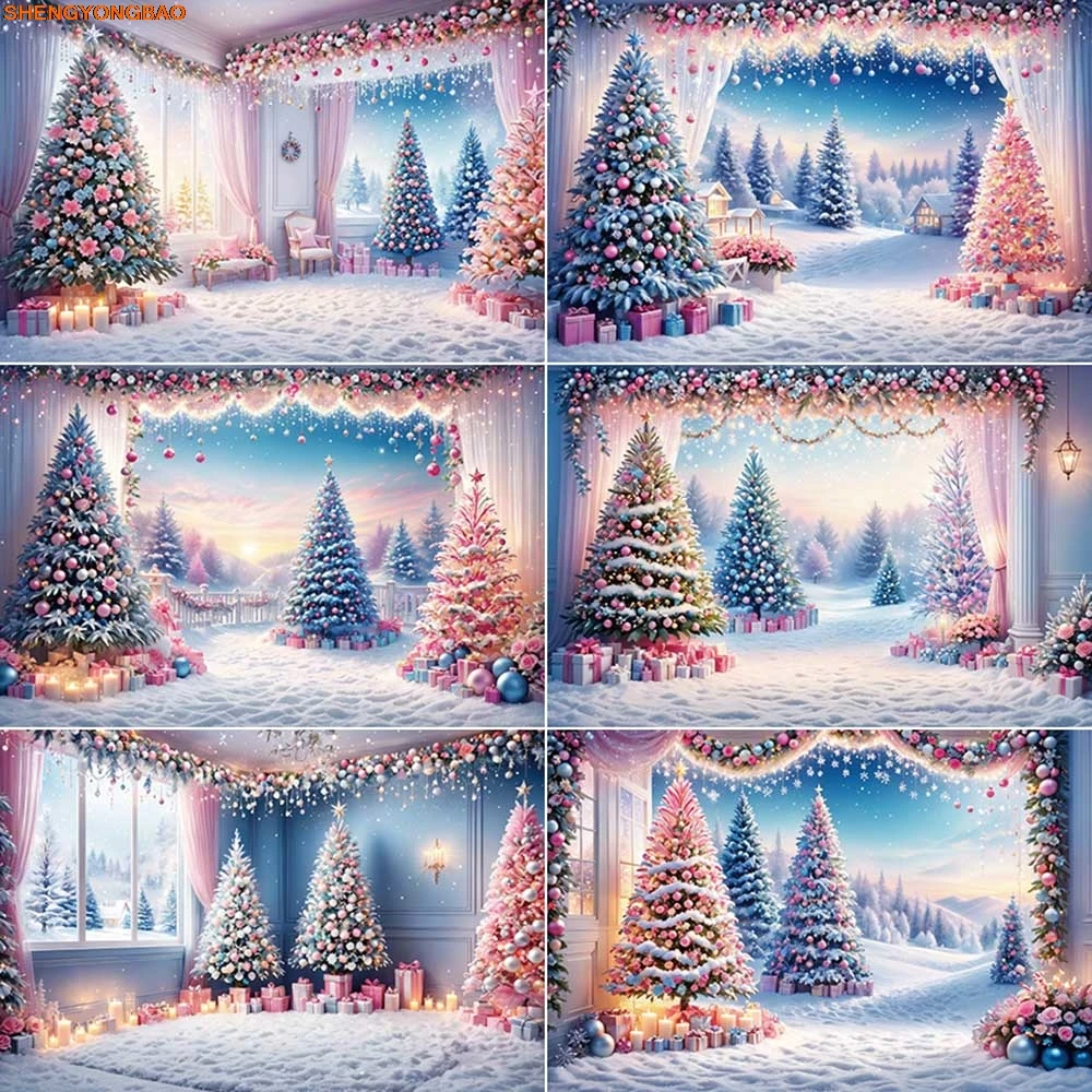 

Dreamy Christmas Room Photography Backdrops Winter Snow New Year Photozone Backgrounds Photo Studio Photobooth Props