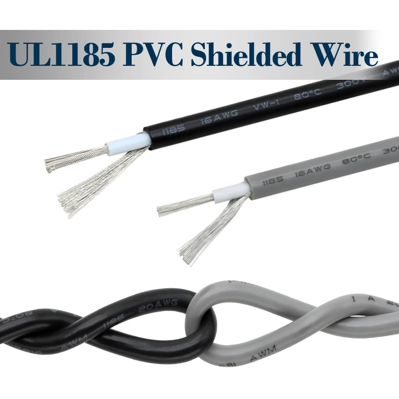 

UL1185 Shielded Wire Signal Cable 28/26/24/22/20/18/16/14/12/10AWG Channel Audio Single Core 1C Electronic Copper Shielding Wire