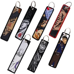 Fantasy Comics Key Tags Manga Warrior Embroidery Key Fobs Keychain for Car Motorcycles Key Pendant Cosplay Accessories Toys Gift