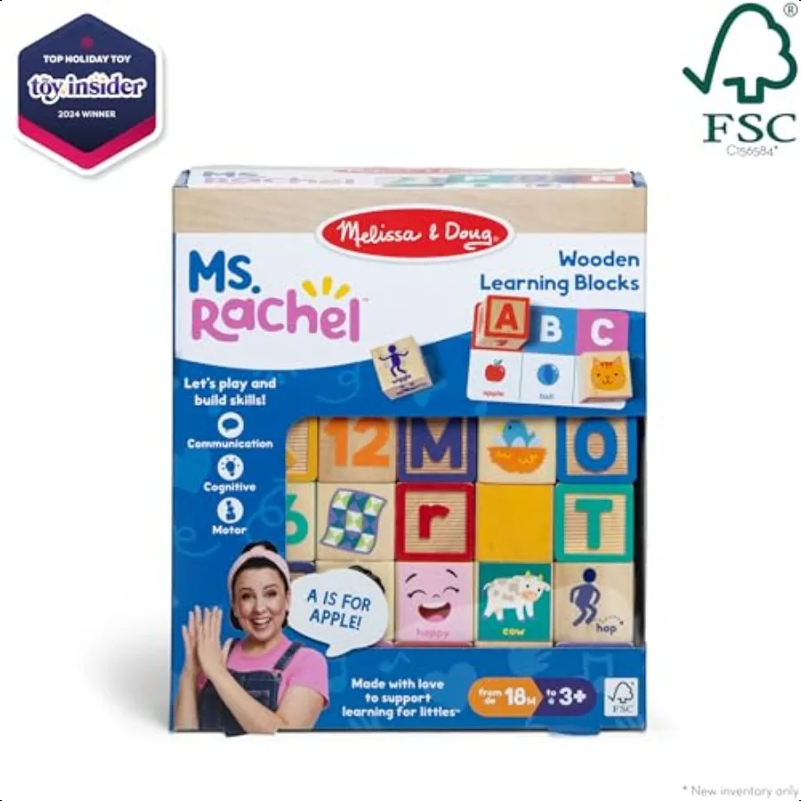 Mme Rachel Melissa Doug lettre numéro et jeu blocs d'apprentissage en bois avec cartes d'activité pour filles et garçons tout-petits âgés de 18 M