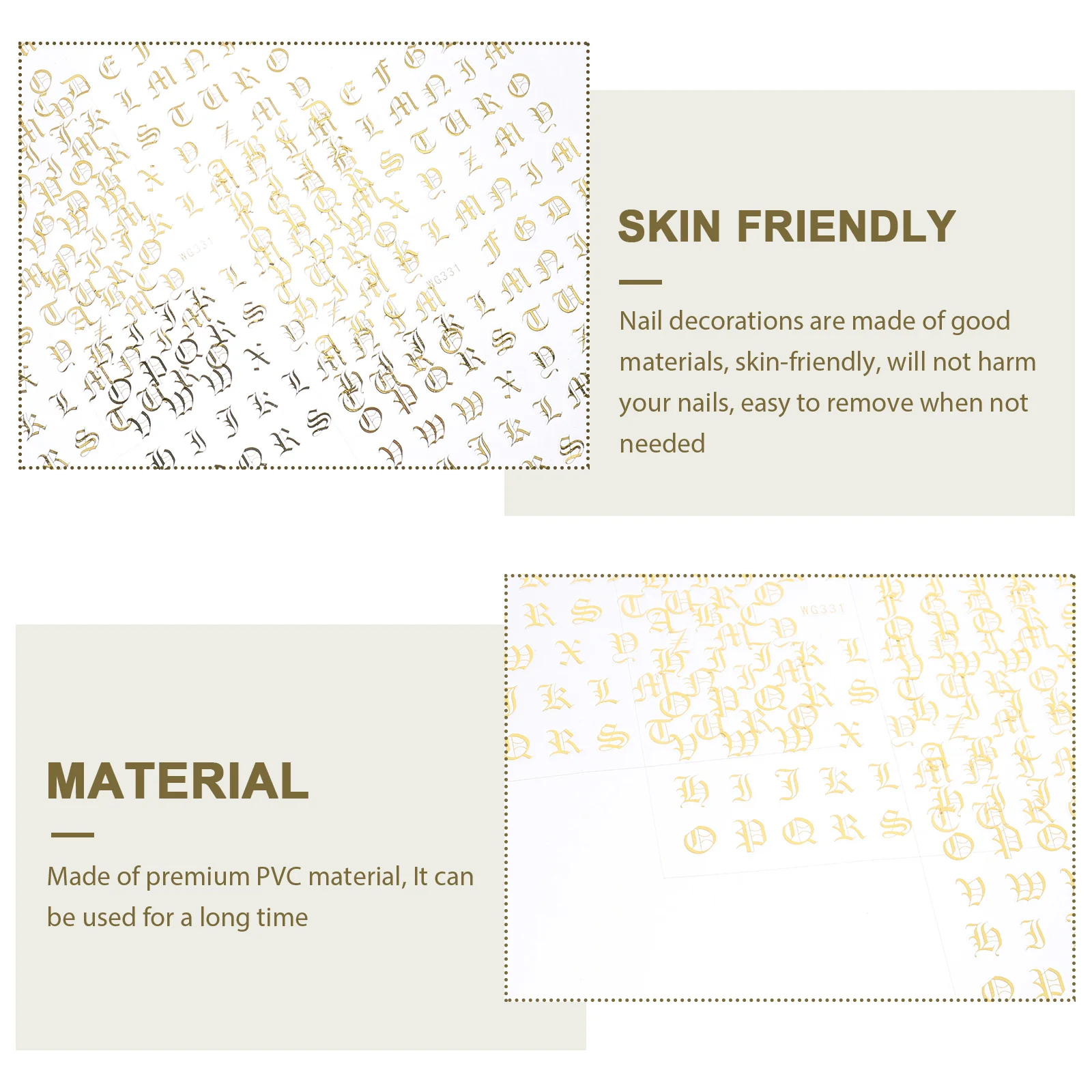 

5 Sheets Gem English Letter Nail Stickers Design Stencil Pvc Self-adhesive Wearing for Girls