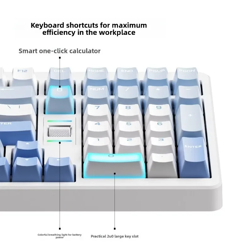10000mAh Tri Mode MCHOSE G98 V3 Clear Sky Blue Gradient ARGB Keyboard 8K Wireless Knob Gasket PC Desktop Decor Gamer
