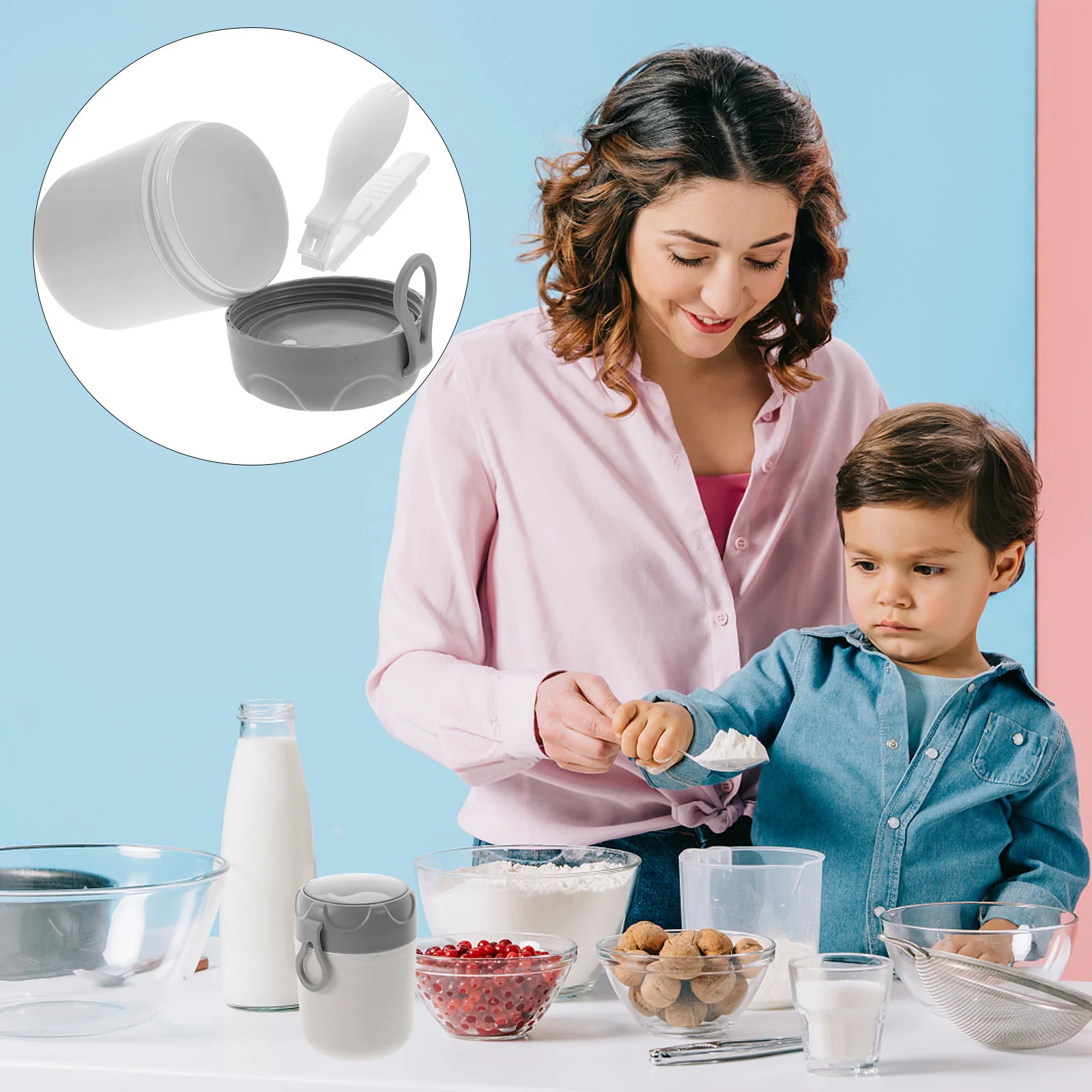 

1Set Anti-Leak Breakfast Cup 500Ml Portable Oatmeal Container for Hot Cereal Soup Yogurt Travel Outdoor Convenient Food Cup