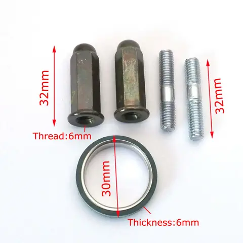 स्कूटर मफलर एग्जॉस्ट मोटरसाइकिल चीनी स्कूटर एग्जॉस्ट स्टड नट गैस्केट सेट Gy6 50cc 125cc 150cc Qmb139 Moto 10 best sales निकास गैसकेट - №2