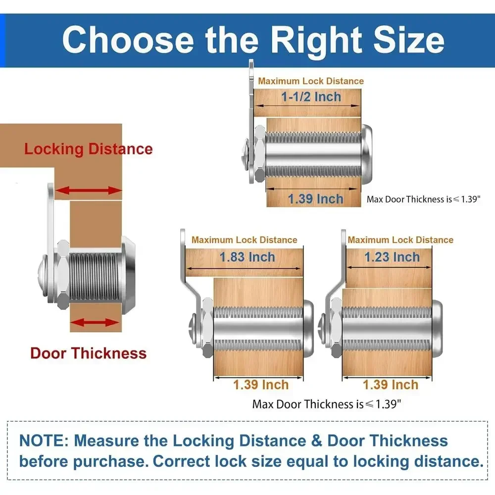 6 Pcs Cabinet Locks with Keys, 1-1/2