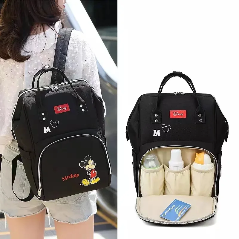 Disney Minnie Mickey Design saco de fraldas, Mochila mãe impermeável, Multifuncional maternidade viagem, Saco carrinho de grande capacidade