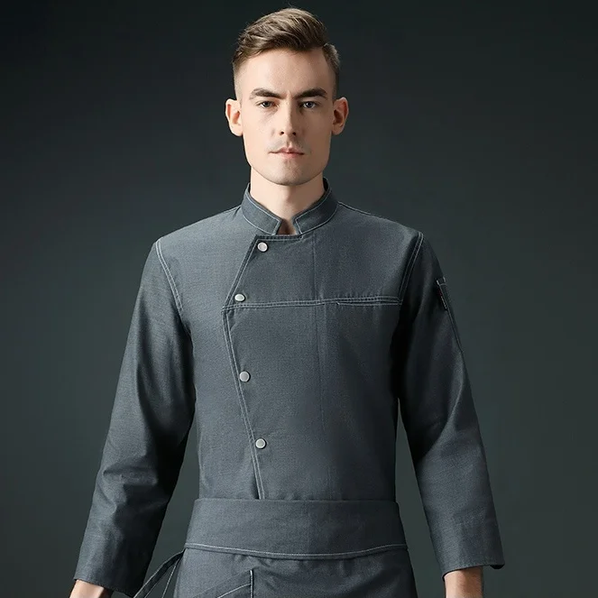 

Unisex Chef Coat Kitchen Cook Jacket Men Women Long Sleeve Restaurant Waiter Uniform Top