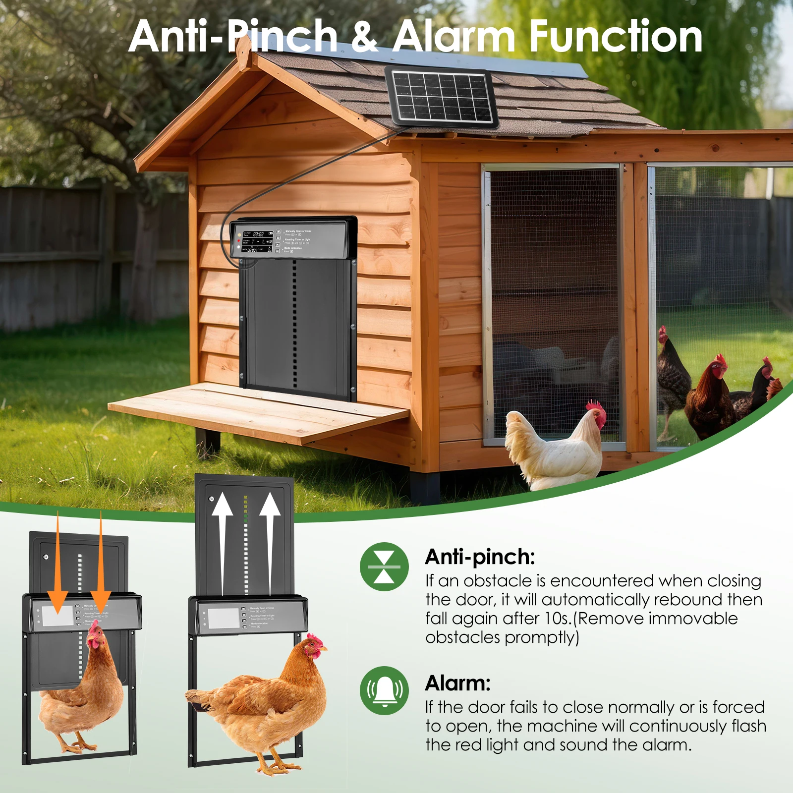 Automatic Chicken Coop Door, Solar Light Sensor, Chicken Coop Door With Timer And Remote Control For Chicken Coop Farm Equipment