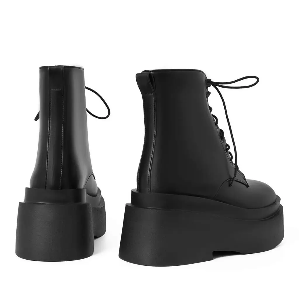 Buty damskie zasznurować grube dolne obcasy platformy buty do kostki projektant mody stylowa luksusowa jakość Casual 2022 zimowe botki