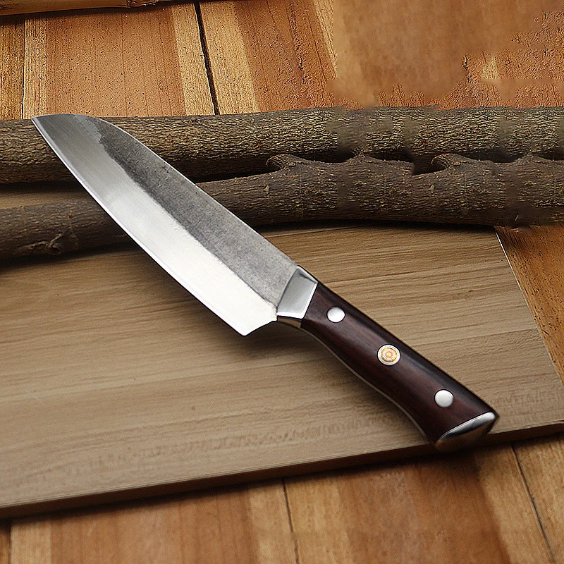 

7,7-дюймовый нож Santoku, режим DC53, стальное лезвие, деревянная ручка, нож шеф-повара для нарезки суши, овощей, тесак для мяса, профессиональные кухонные ножи