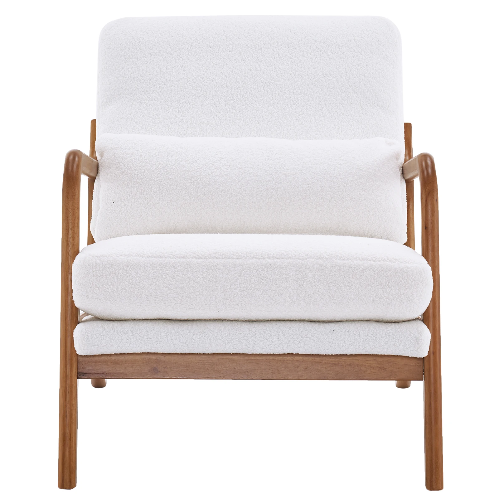 

Single Lounge Chair Indoor Lounge Chair Oak Armrest Off-White