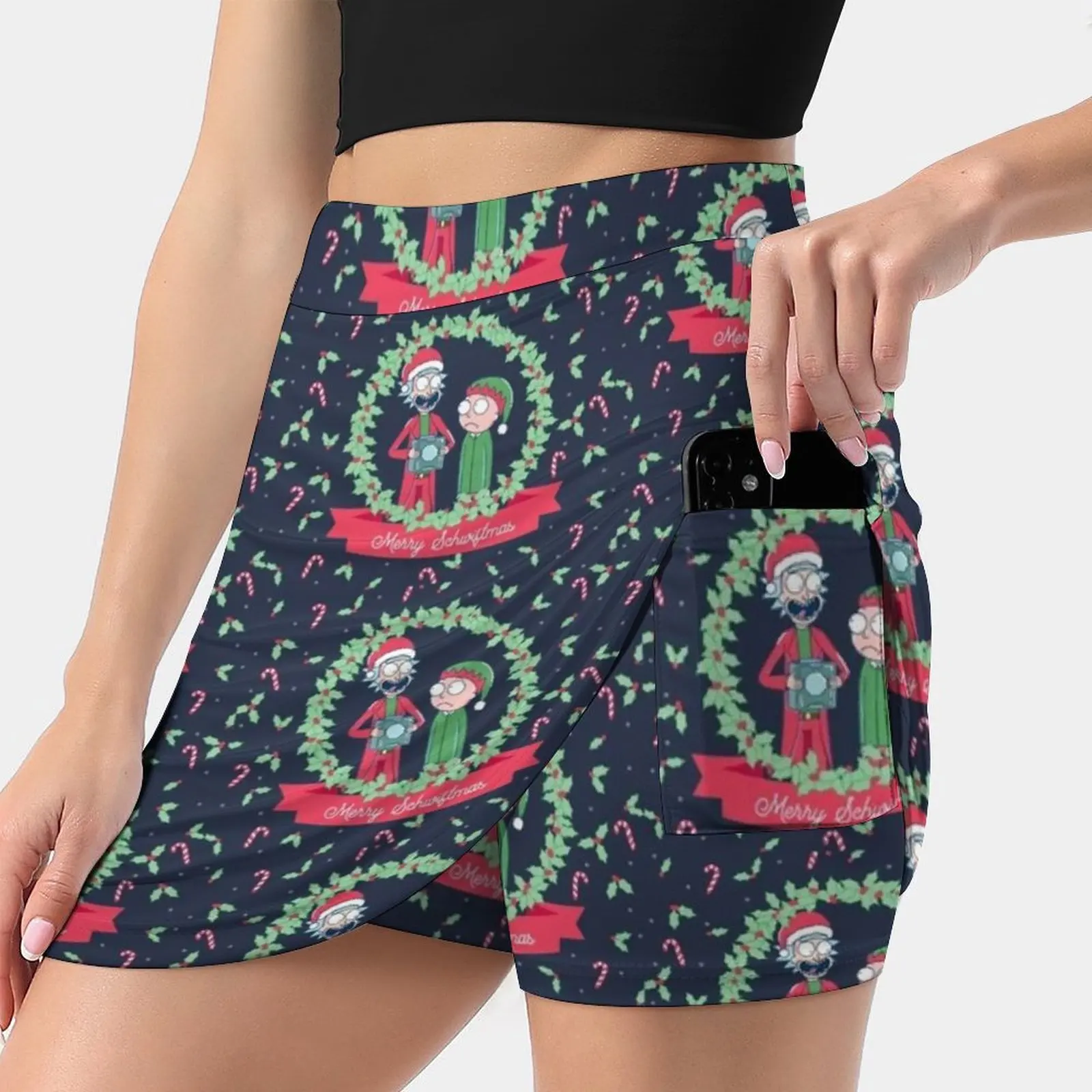 Merry Schwiftmas ( ) Women's skirt Y2K Summer Clothes 2022 Kpop Style Trouser Skirt With Pocket Rick Sanchez Morty Smith Pickle