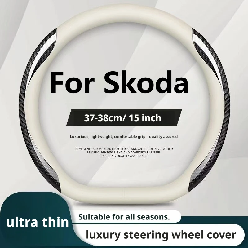 Für Skoda Octavia Superb Kodiaq Karoq Fabia Kamiq Scala Enyaq Nappa-Leder Lenkradbezug Ultra Dünn 37-38cm Rutschfest