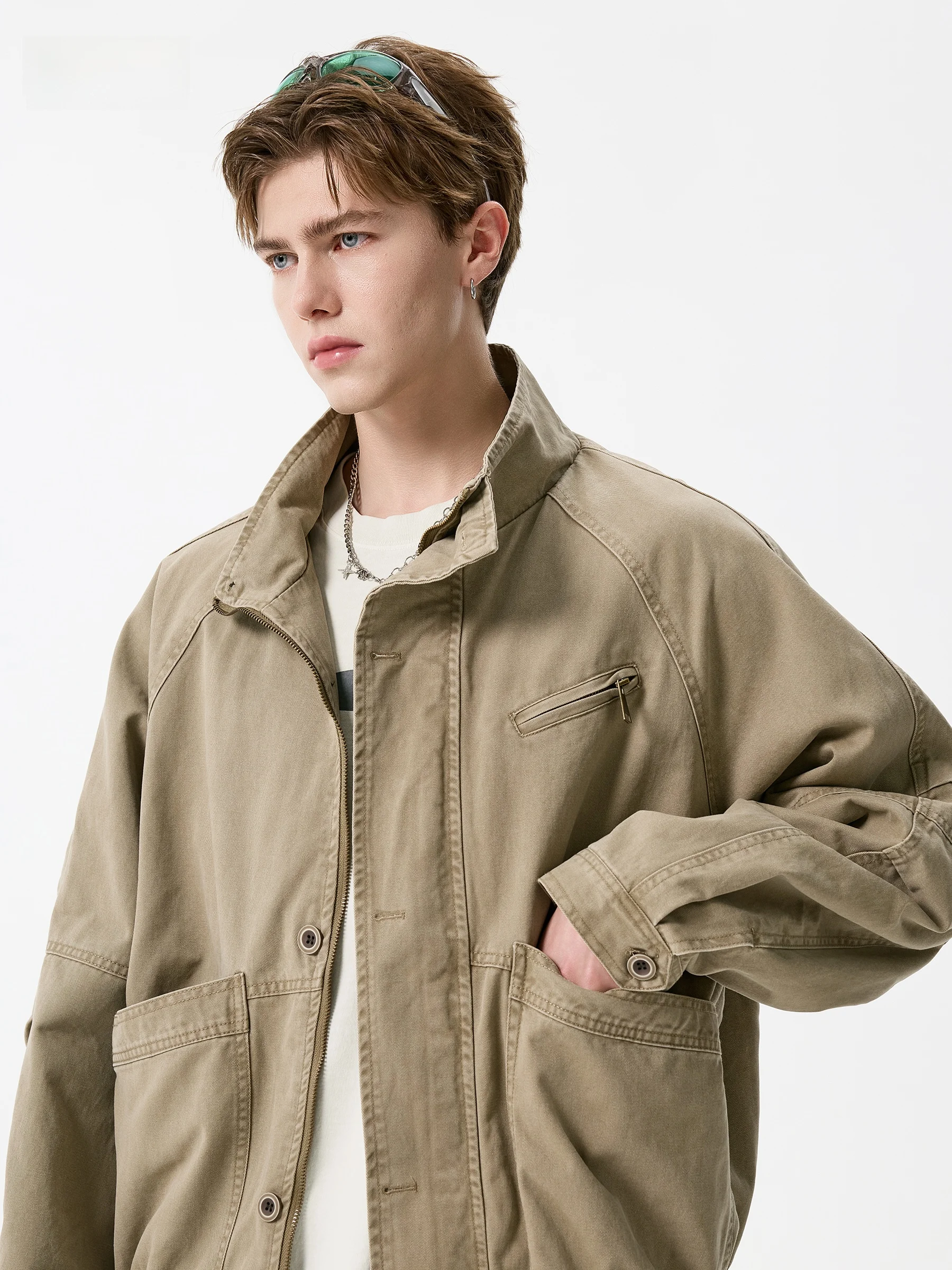 DPX Herren Casual Cotton Work Jaet Herbst Winter Vintage Waed Loose Fit Stehkragen Freizeitmantel Atmungsaktiv ort Sve