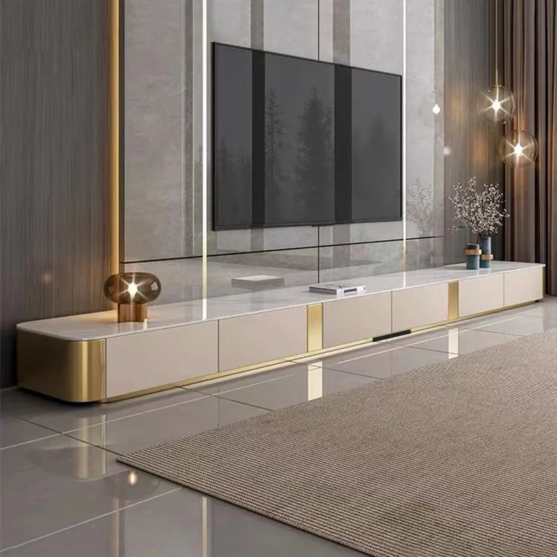 

Современная простая маленькая квартира, гостиная, домашняя краска, супер удлиненная каменная плита, шкаф для телевизора из цельного дерева, комбинация журнального столика