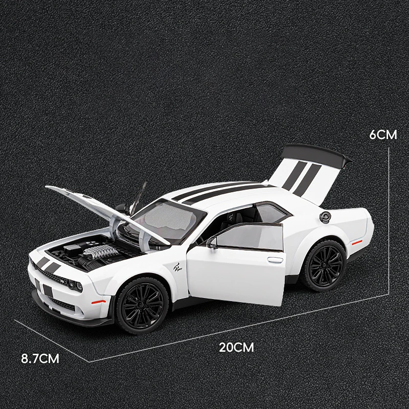 1:22 Dodge Challenger Hellcat Redeye Alloy Car Model Sound and Light Pull Back Children's Toy Collectibles Birthday gift