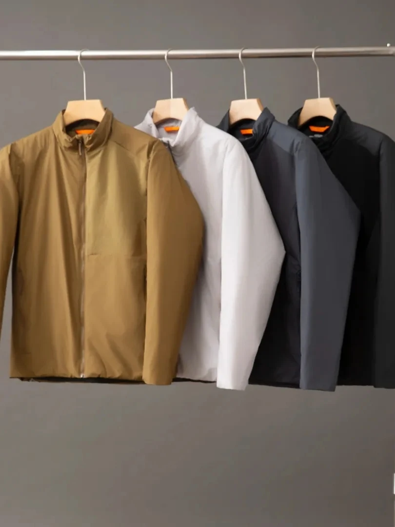 

Легкая утепленная хлопковая куртка для мужчин: теплая, с воротником-стойкой, тонкая, молодежная, модная, с длинными рукавами, стандартный крой, однотонная