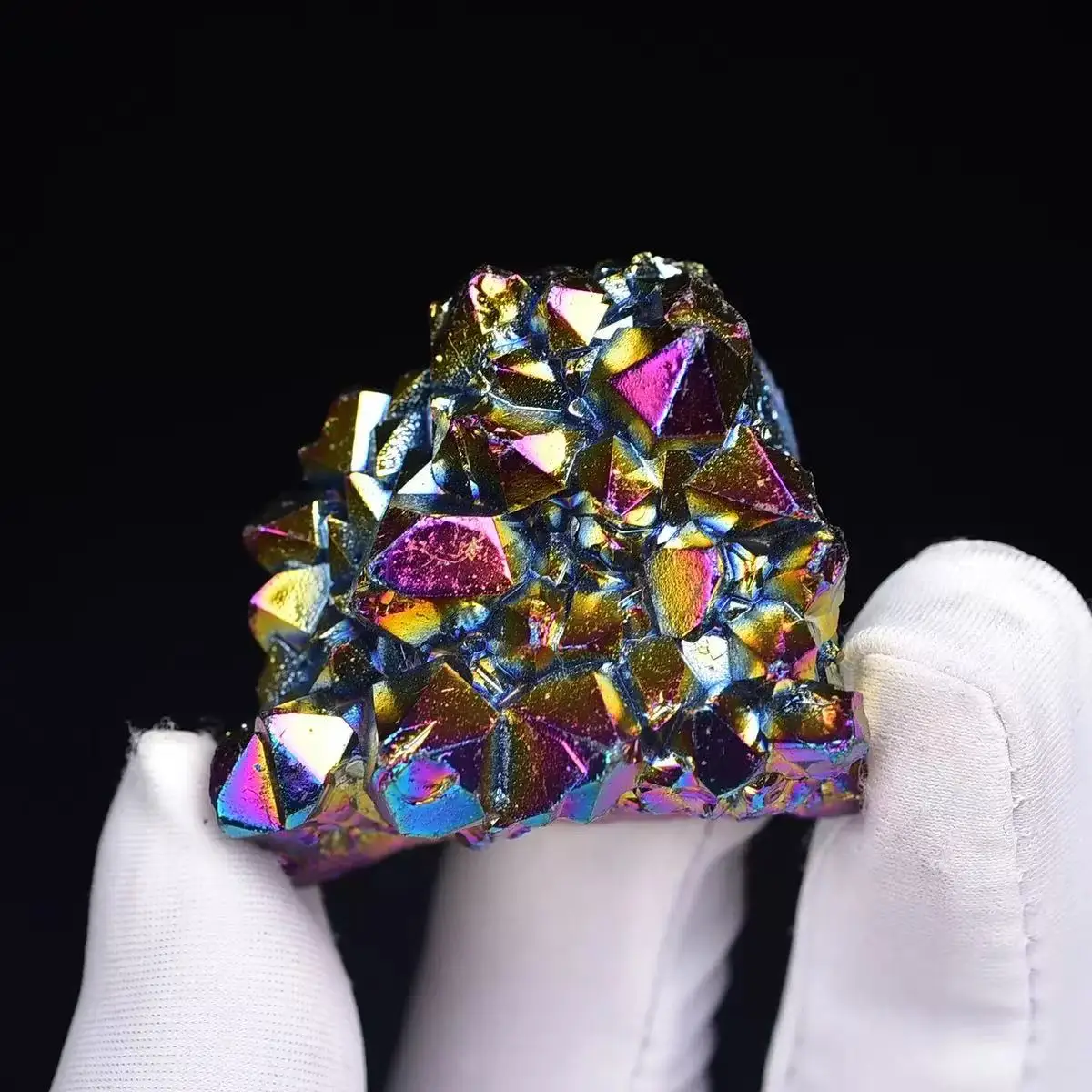Cristales curativos de cuarzo de molienda rugosa de titanio arcoíris, adornos de piedra, espécimen de racimo de cristal, piedra Mineral Reiki