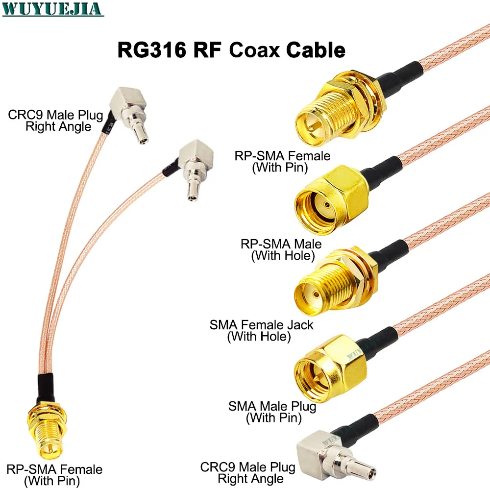 

РЧ-коаксиальный разъем SMA «папа»/RP-SMA «мама» на Y типа 2x CRC9 «папа» под прямым углом, 50 Ом, разветвитель, разветвитель, косичка, коаксиальный кабель RG-316