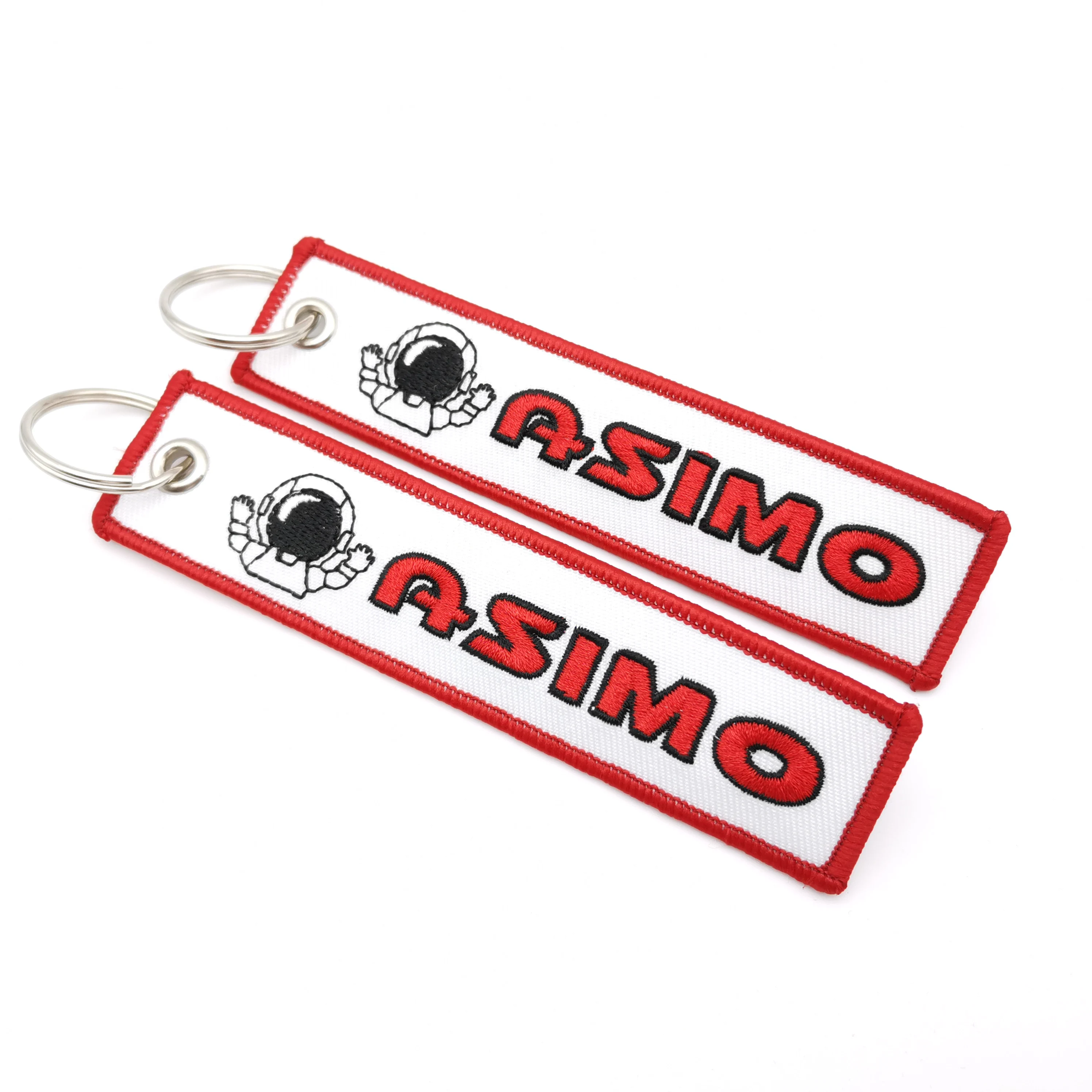 JDM ASIMO Embroidery Key Fobs Key Tag Motorcycles Cars Backpack Keychain For Friends Gifts Key Holder Fashion White Key Ring