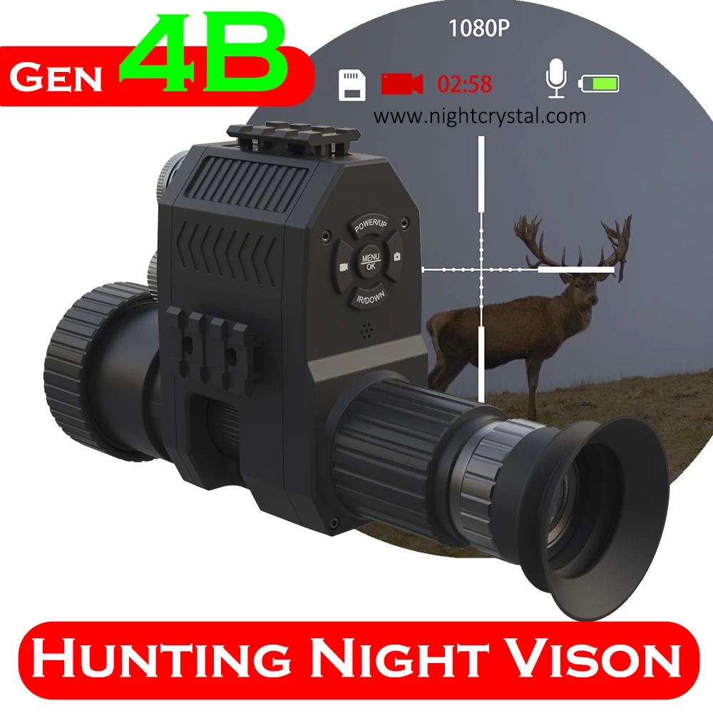 

Megaorei 4B NK007 Plus Integrated 1080p Night Vision Scope Hunting Camera Monocular Clip on Attachment 850nm IR 400m View Range